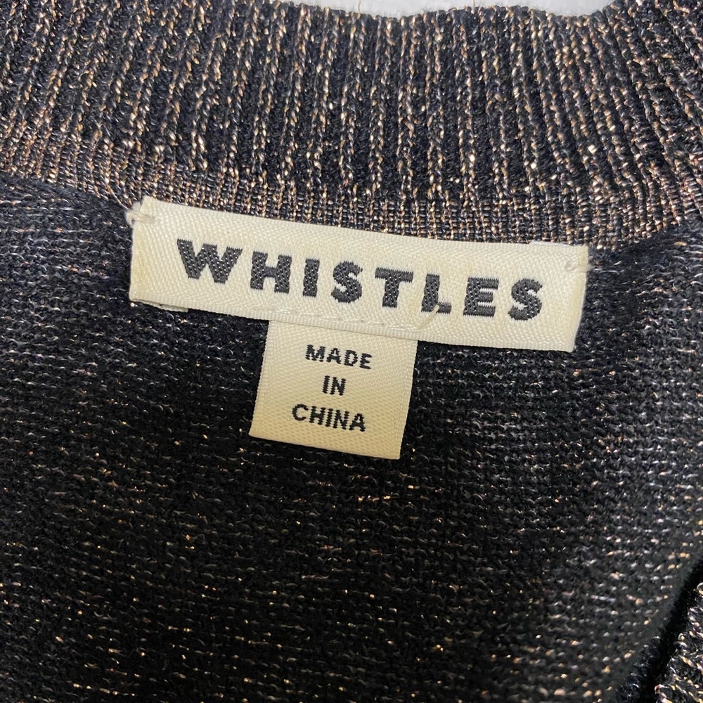 Whistles Thin Knit Metallic Bronze Gold Long Sleeve V Neck - Picture 6 of 6